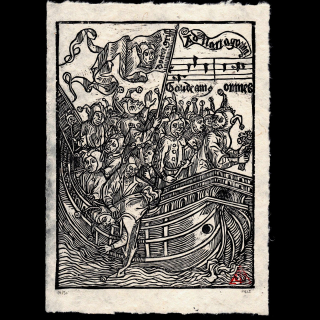 Nef des Fous - Gravure de Sébastien Brant (1494) | Estampe Médiévale Atelier du PIB