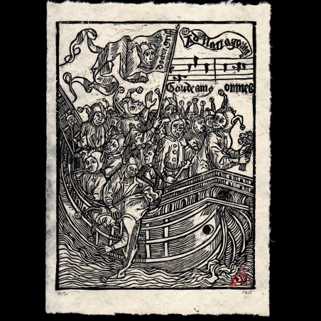 Nef des Fous - Gravure de Sébastien Brant (1494) | Estampe Médiévale Atelier du PIB