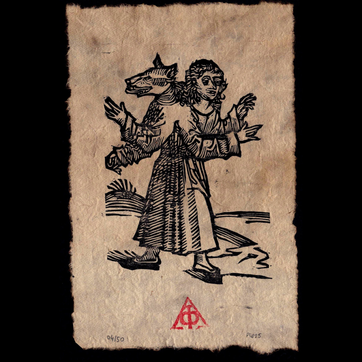 Homme Loup - Chroniques de Nuremberg estampe sur papier vieilli