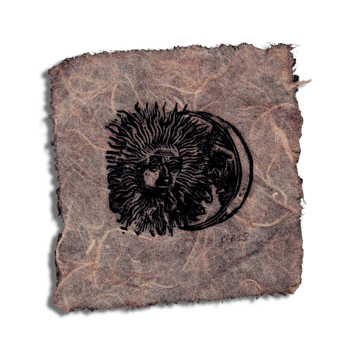 Estampe Eclipse, sur papier vieilli.