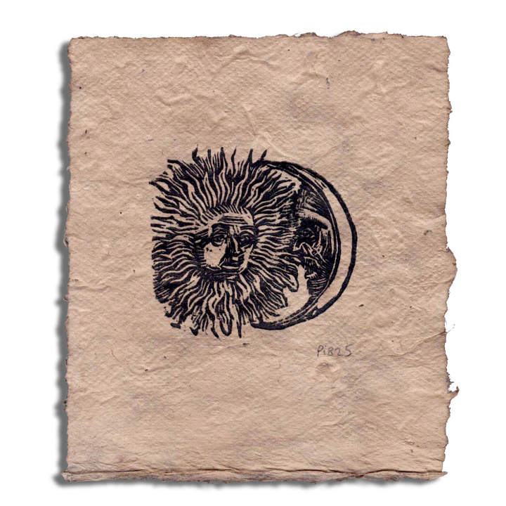 Estampe Eclipse, sur papier vieilli.