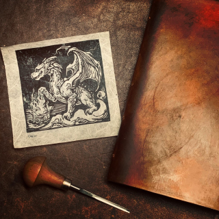 Estampe sur papier murier de Dracofuror