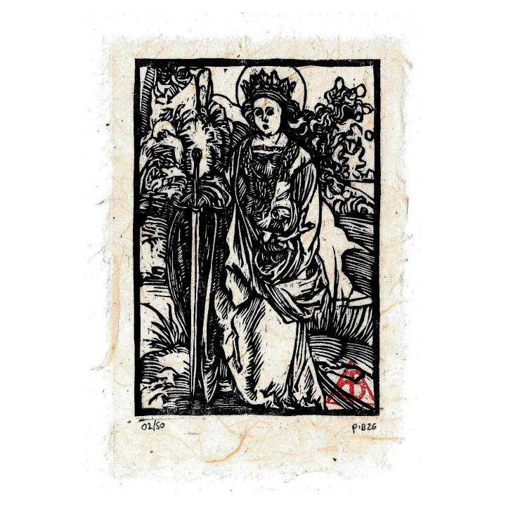 Estampe de Sainte Catherine, tirée du Salus Animae