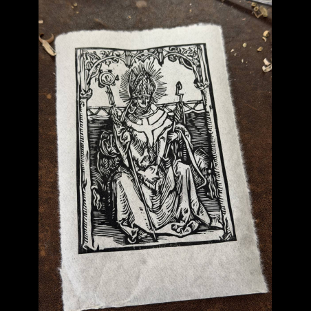 Estampe de st Erasme sur papier murier