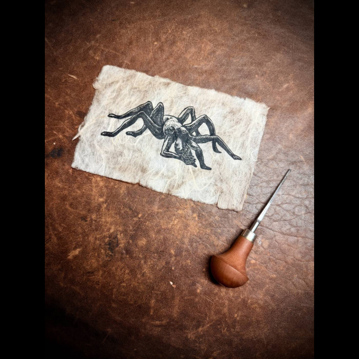 estampe de Arachné sur papier vieilli