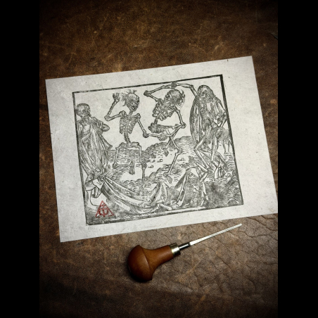 Danse Macabre sur papier lokta gris clair