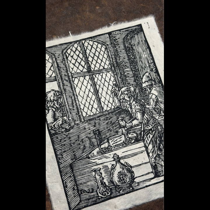 Estampe Monnayeur, sur papier lokta