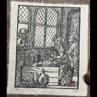 Estampe Monnayeur, sur papier lokta