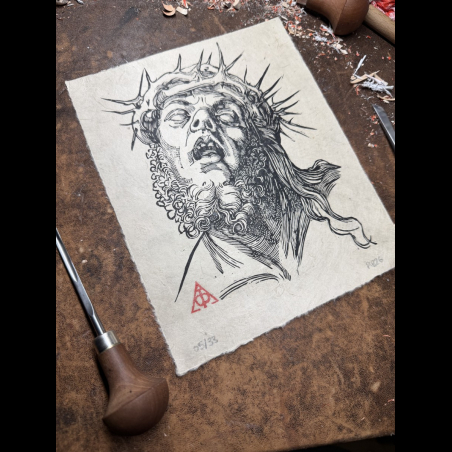 Estampe du Christ de Douleurs, d'après Albrecht Dürer sur papier Lokta