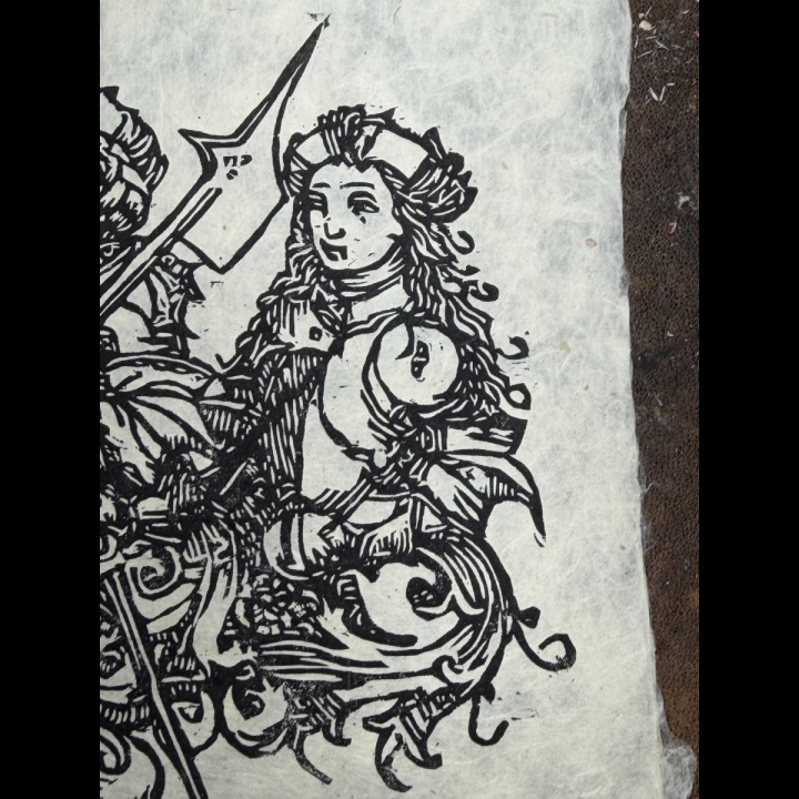Les Amazones, Chroniques de Nuremberg, sur papier lokta, zoom sur la Droite