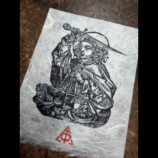 Saint Michel, Buste, Chronique de Nuremberg sur papier murier