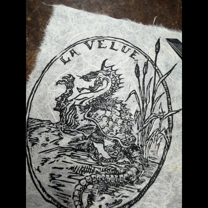 La Velue, créature de la Sarthe, estampe originale