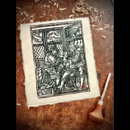 Tattooer by Myriam Black and Pib printed on lokta paper