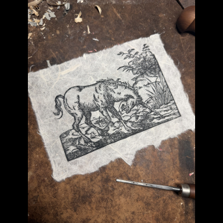 Estampe Licorne papier Murier