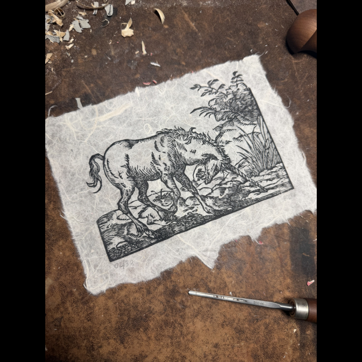 Estampe Licorne papier Murier