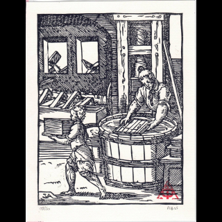 Estampe du Papetier, d'après Jost Amman (1568) | L'Atelier du PIB
