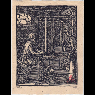 Estampe du Tisserand, d'après Jost Amman (1568) | L'Atelier du PIB