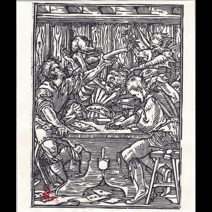 La Danse macabre – Le joueur de cart, d'après Hans Holbein