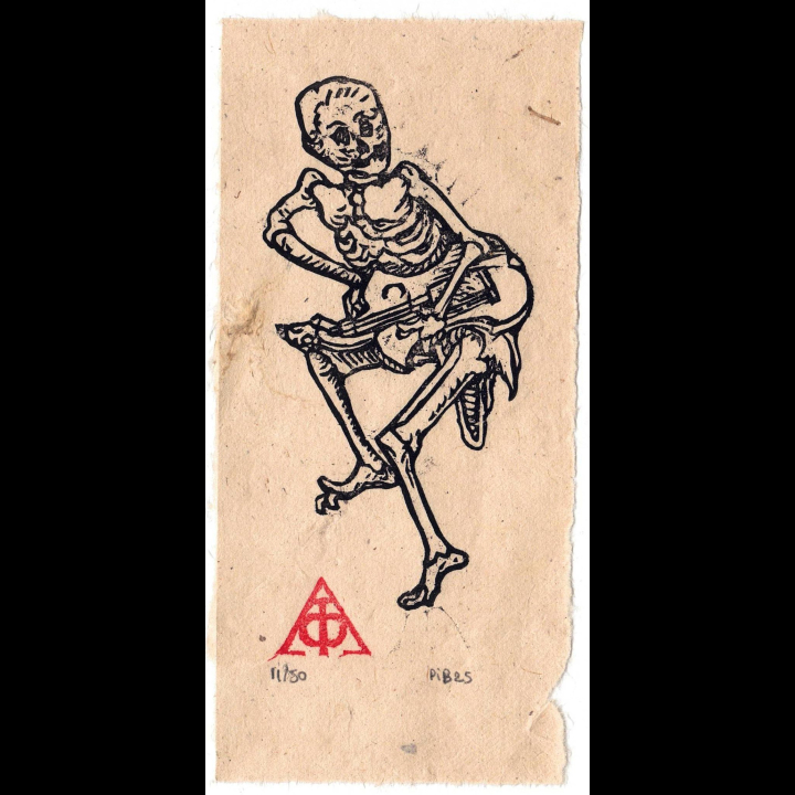 Le joueur de vielle, Danse Macabre d'après Hans Holbein