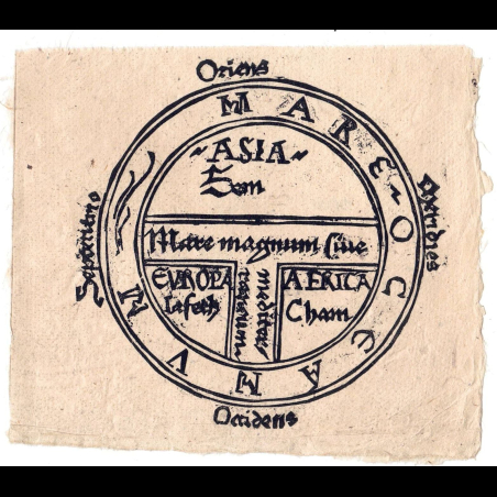 Mappa Mundi Médiévale : Carte du Monde en T dans l'O - Estampe