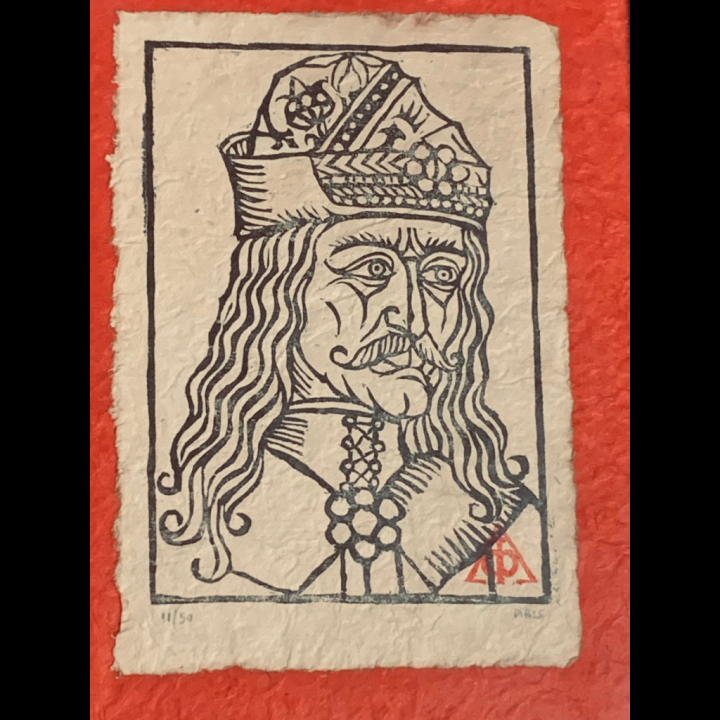 Estampe de Vlad III, Dracula, fait main sur papier vieilli